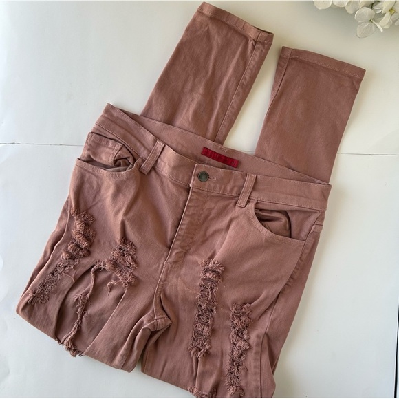 GJG Denim Pink Rose Distressed Skinny Jean - Picture 9 of 13